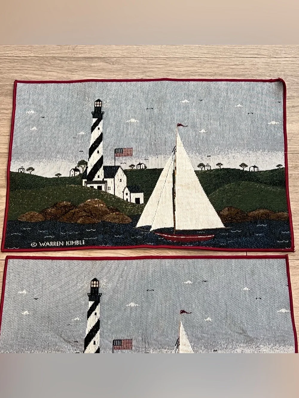 Warren Kimble Lighthouse Sailboat Tapestry Placemats Set of 2 Coastal